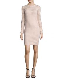 T by Alexander Wang Long-Sleeve Jacquard Eyelet Mini Dress at Neiman Marcus